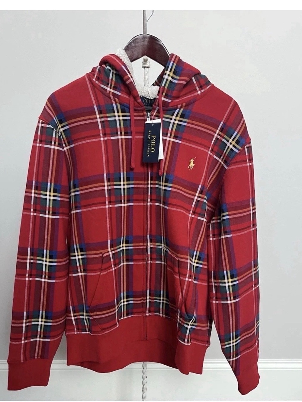 Ralph Lauren Red Plaid Lined Zip-Up Hoodie